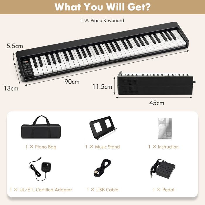 Portable Electric Piano with Full Size Keys and Music Stand
