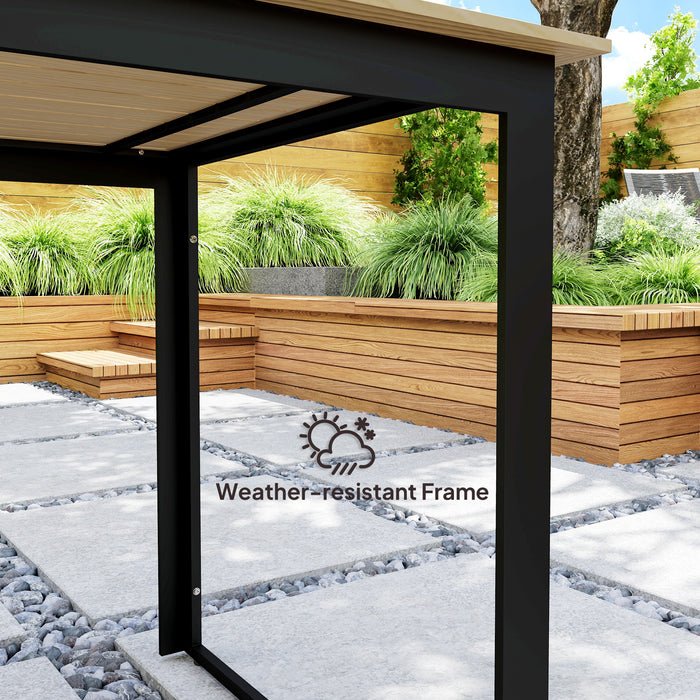 Outsunny Garden Dining Table, 175 x 78 x 75 cm Rectangle Outdoor Table for 6 People with Slatted Table Top, Metal Frame, for Balcony, Deck, Teak