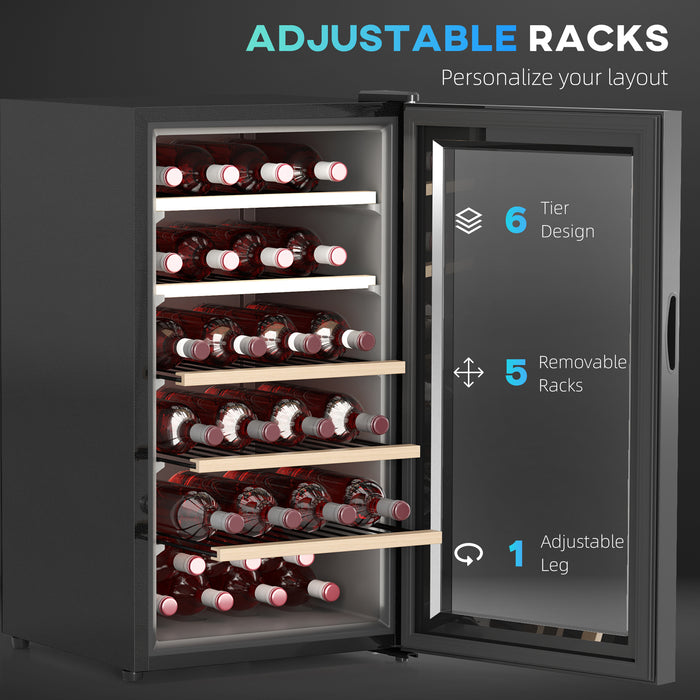 HOMCOM 41 Bottle Wine Fridge, 91 Litre Capacity, 45cm Wine Cooler Fridge with Glass Door, LED Light, Digital Touch Screen, Temperature Control, Freestanding Wine Refrigerator, Black