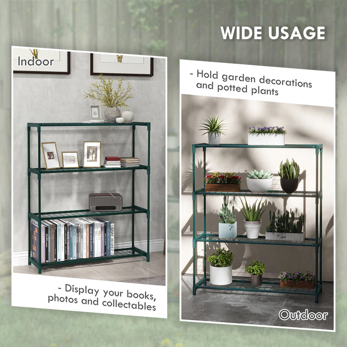 Outsunny Four-Tier Steel Plant Shelf - Black | Aosom UK