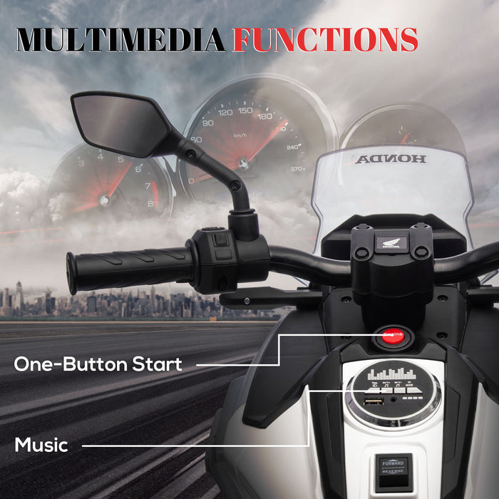 Honda Official 12V Kids Electric Motorbike - Equipped with Music, Headlights & Educational Features - Ideal for 3-6 Year Olds Enjoying Beginner Riding Fun