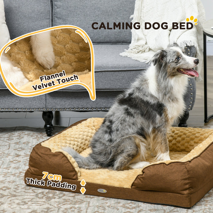 Calming Plush Dog Bed - Anti-Slip, Removable Cover Pet Mattress for Medium Dogs, 90x69x21cm - Comfort Solution for Restless Pets in Brown