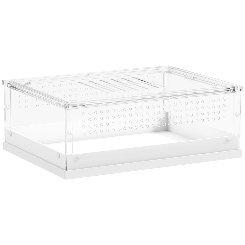 PawHut Acrylic Reptile Terrarium with Top Sliding Door, Vents,  for Snake, Frog, Spider, Gecko, Tarantula, 40 x 30 x 15 cm