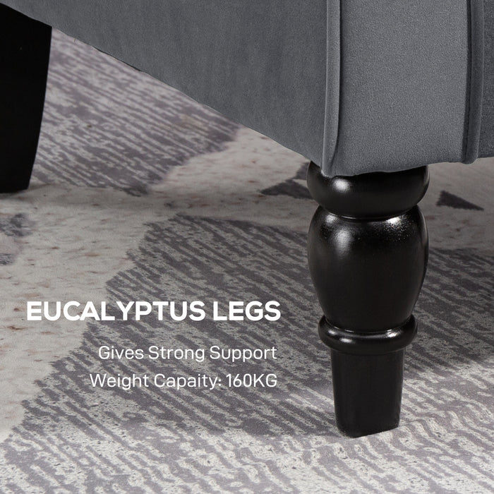 HOMCOM Wingback Accent Chair, Retro Upholstered Button Tufted Occasional Chair for Living Room and Bedroom, Grey