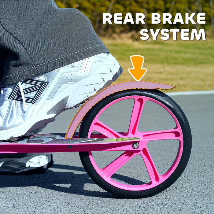 AIYAPLAY Foldable Kids Scooter with Adjustable Handlebar, 200mm Big Wheel, Rear Fender Brake, Gift for Ages 6-12 Years, Pink