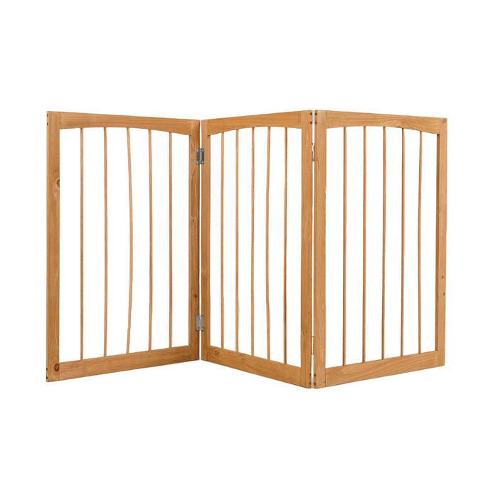76 CM Tall Pet Gate Wooden Dog Fence 3-Panel Room Divider Barrier-