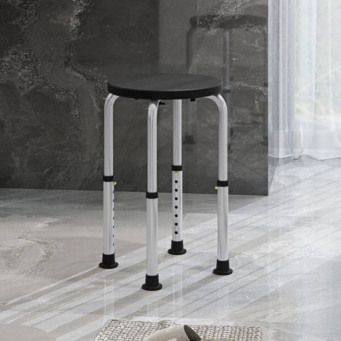 HOMCOM Shower Chair, Height Adjustable Aluminium Shower Stool with Non-Slip Feet for Disabled, Elderly, Black | Aosom UK