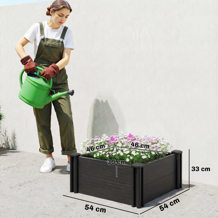 Outsunny Vinyl Raised Garden Bed Kit, 2 x 2 x 1ft Modular Elevated Garden Box with Slotting Legs and Open Bottom, Dark Grey