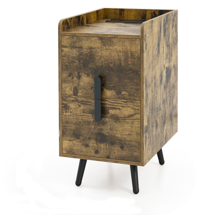 Bedside & Sofa Side Tables by Home - Featuring 2 Drawers & Heavy-duty Metal Legs - Ideal for Bedroom and Living Room Décor & Storage Solutions