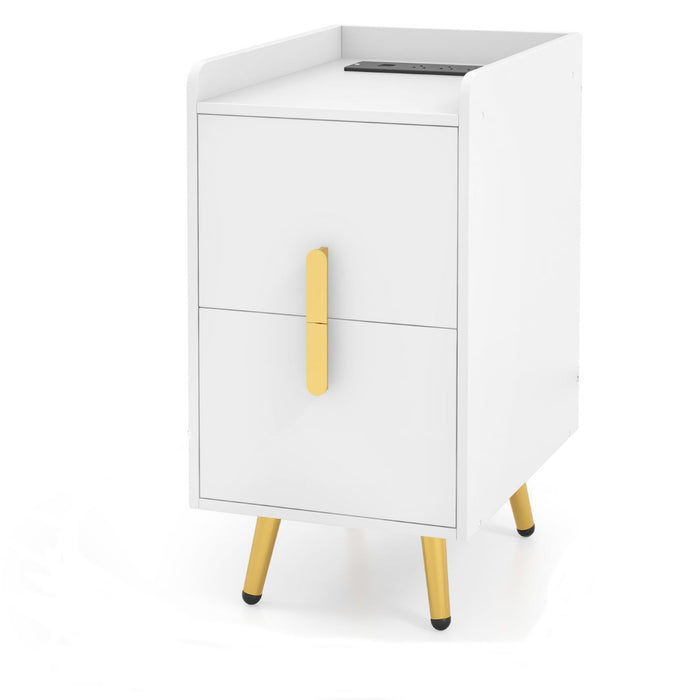 Bedside & Sofa Side Tables by Home - Featuring 2 Drawers & Heavy-duty Metal Legs - Ideal for Bedroom and Living Room Décor & Storage Solutions