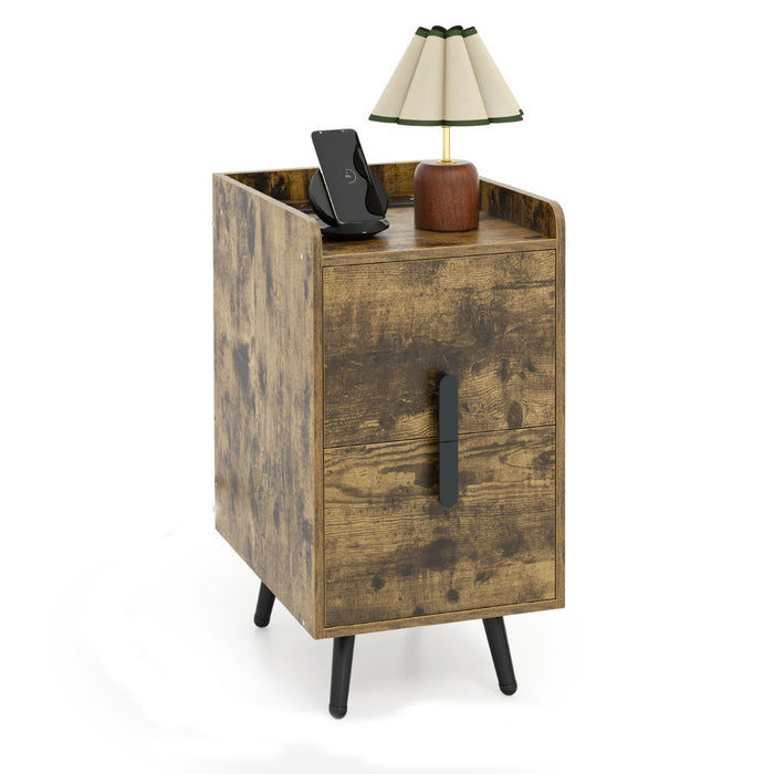 Bedside & Sofa Side Tables by Home - Featuring 2 Drawers & Heavy-duty Metal Legs - Ideal for Bedroom and Living Room Décor & Storage Solutions