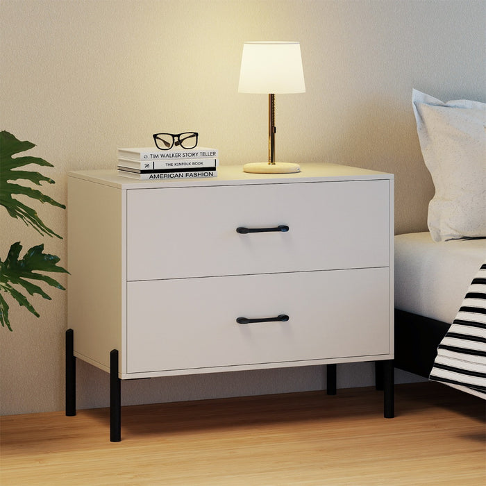 Nightstand with 2 Removable Drawers and Heavy Duty Metal Legs-