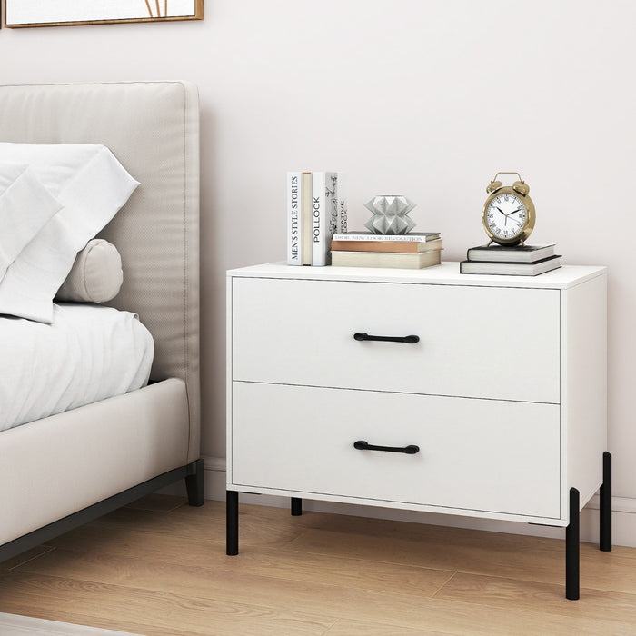 Nightstand with 2 Removable Drawers and Heavy Duty Metal Legs-