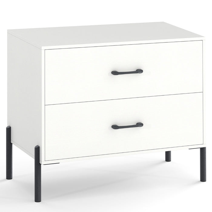 Nightstand with 2 Removable Drawers and Heavy Duty Metal Legs-