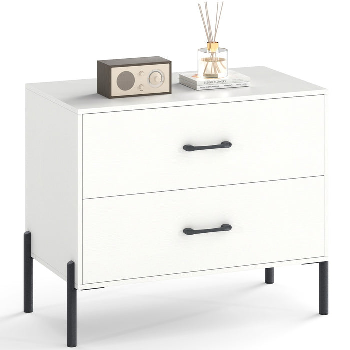 Nightstand with 2 Removable Drawers and Heavy Duty Metal Legs-