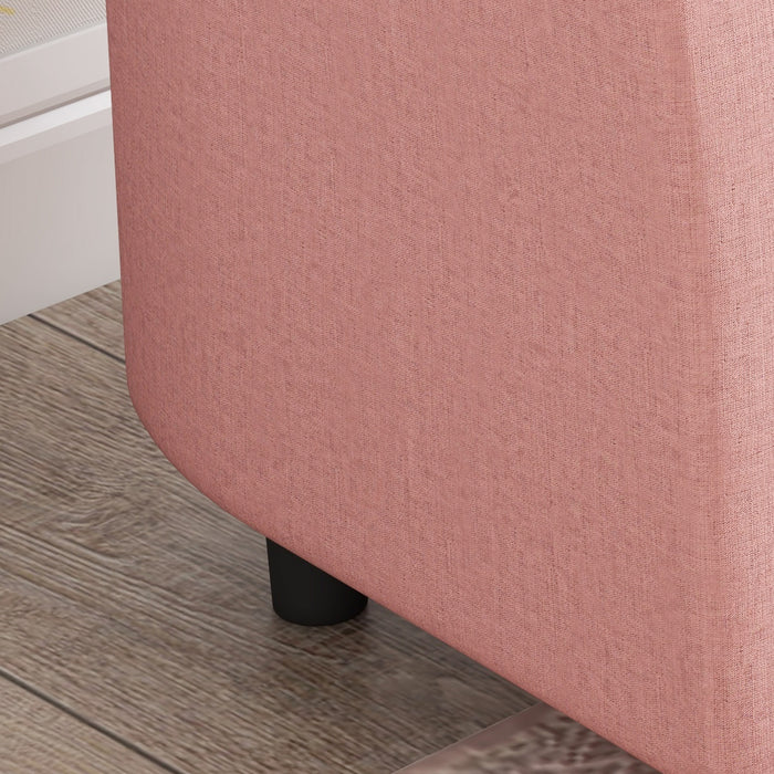 Kids Sofa Set with Footrest - 2-Piece Comfy Playroom and Bedroom Furniture in Pink - Ideal for Children's Relaxation and Seating Needs