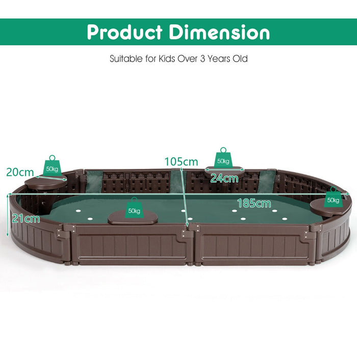 6 Feet Elliptic Sandbox with Waterproof Cover Bottom Liner-