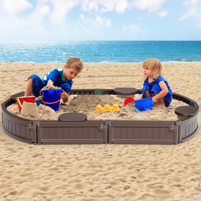 6 Feet Elliptic Sandbox with Waterproof Cover Bottom Liner-