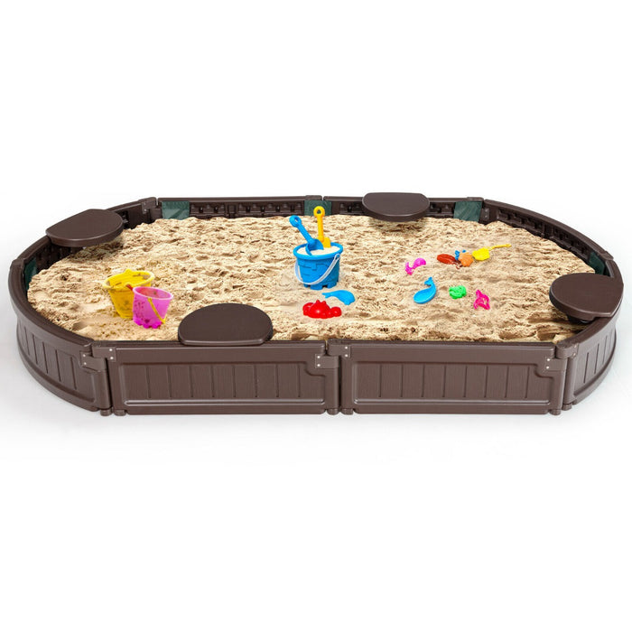 6 Feet Elliptic Sandbox with Waterproof Cover Bottom Liner-