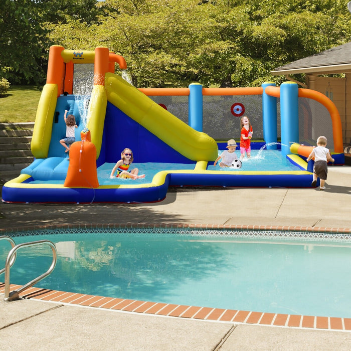 Inflatable Water Playground - Bounce House with Slide and Water Cannons - Perfect Entertainment for Kids Outdoor Fun