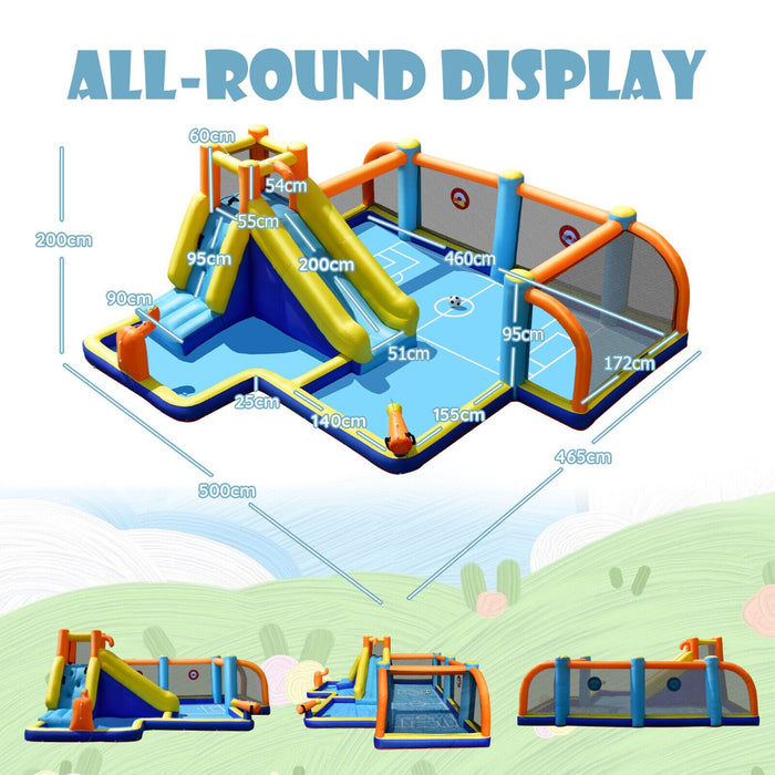Inflatable Water Playground - Bounce House with Slide and Water Cannons - Perfect Entertainment for Kids Outdoor Fun