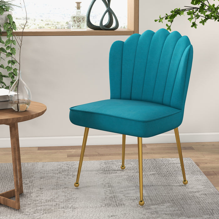 HOMCOM Velvet-Feel Shell Accent Chair - Blue | Aosom UK