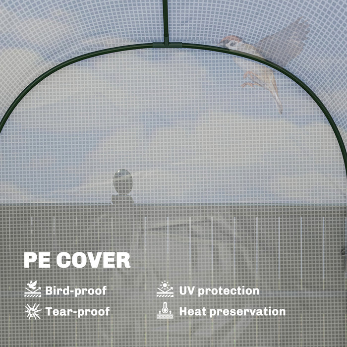Outsunny Walk-in Greenhouse with Shelves, Small Greenhouse with PE Cover and Roll-up Door, 123 x 187 x 189 cm, White