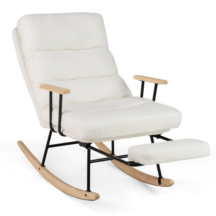 Nursery Rocking Chair Teddy Velvet Upholstered Rocking Chair-