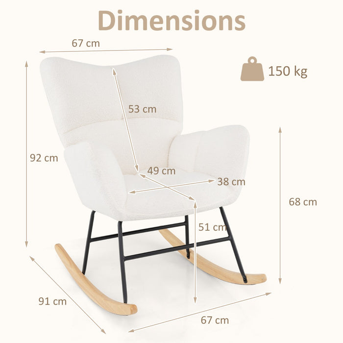 Nursery Rocking Chair with Comfy Backrest and Armrest-Beige