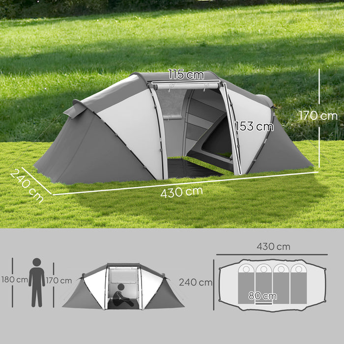 Outsunny 4-6 Man UV Protection Camping Tent - Charcoal Grey and White