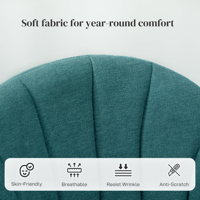 HOMCOM Velvet Dining Chairs Set of 2, Modern Upholstered Kitchen Chairs with Metal Legs, Shell Backrest and Padded Seat for Dining Room, Bedroom, Living Room, Vanity, Green