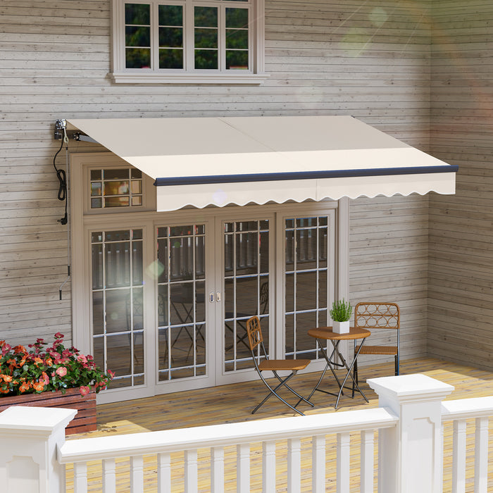 Outsunny 3.5 x 3(m) Electric Awning with Remote Controller, Aluminium Frame DIY Retractable Awning, UV30+ Sun Shade Canopy for Garden Patio Deck Door Window, Beige