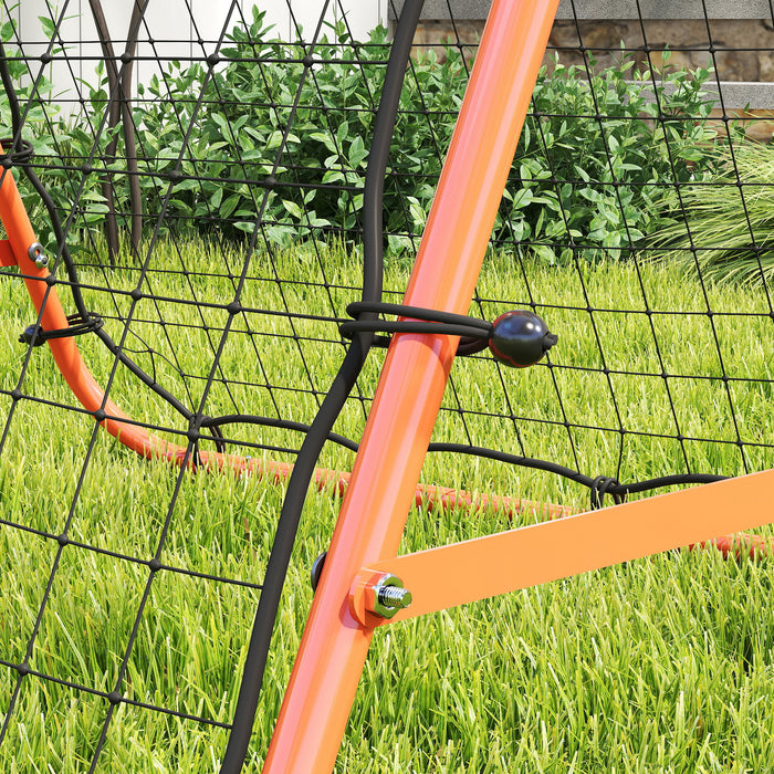 HOMCOM Double Sided Football Rebounder Net, Football Rebound Goal with Five Adjustable Angles, Orange