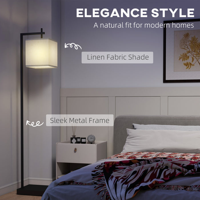 HOMCOM Floor Lamp for Living Room, 66" Modern Tall Standing Lamp with Adjustable Colour Temperatures & 10 Brightness Levels, Remote Control and Foot Switch for Bedroom Office, 9W LED Bulb Included