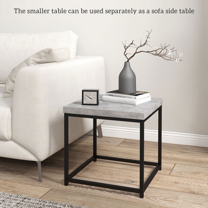 HOMCOM Coffee Table Set of 2, Nest of Tables with 3.5cm Thick Tabletop, Grey