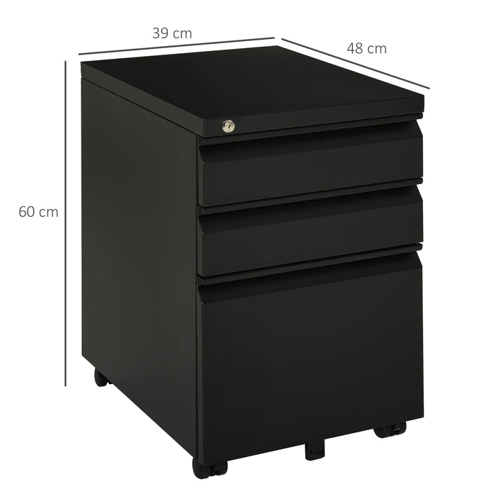 Lockable Metal Vertical File Cabinet with 3 Drawers - Anti-tilt, Holds Letter A4 Legal Size Documents - Secure Storage Solution for Office and Home Use