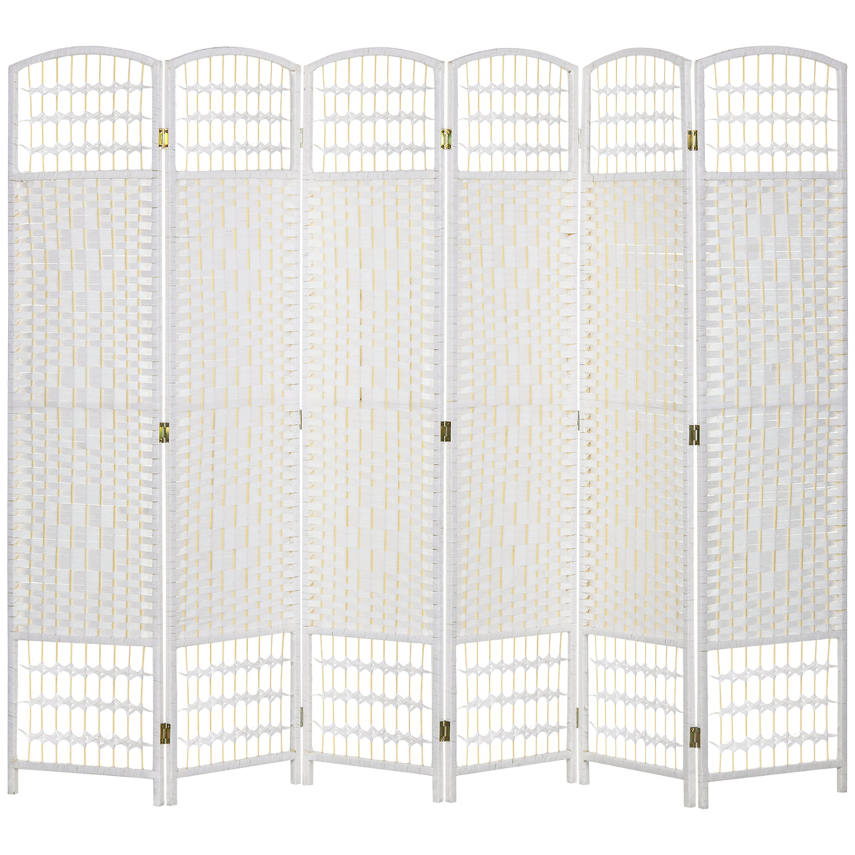 HOMCOM 6 Panel Folding Room Divider, Privacy Screen, Paravent Partition Separator for Living Room, Bedroom, White