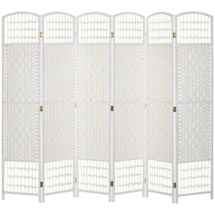 HOMCOM 6 Panel Folding Room Divider, Privacy Screen, Paravent Partition Separator for Living Room, Bedroom, White