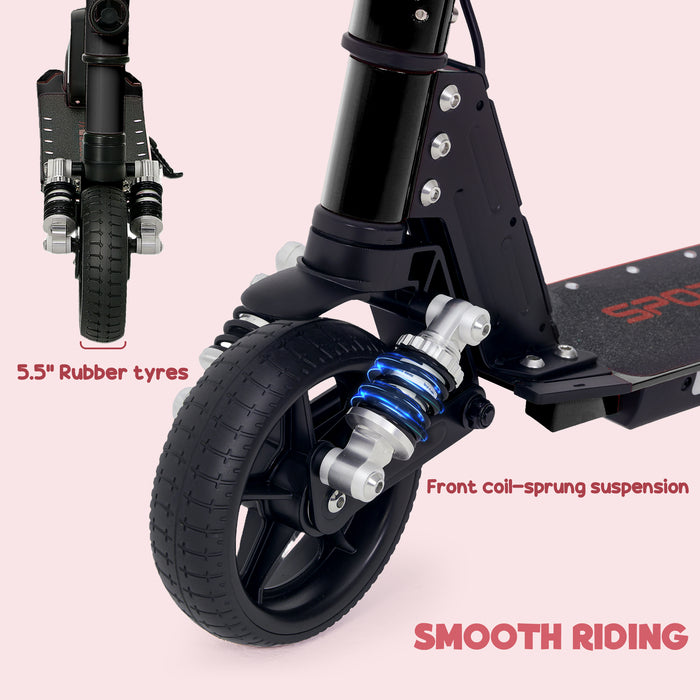 SPORTNOW Folding Electric Scooter for Kids Age 6-14 with Dual Brakes, Front Suspension, LED Colourful Lights and Display, 6.8kg Lightweight Aluminium E Scooter, Up to 14 KM/H & 6 KM, Black