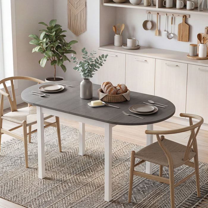 HOMCOM 4-6 Person Wooden Drop-Leaf Table - Grey