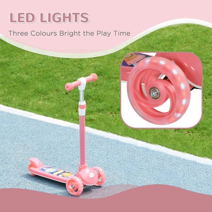 3-Wheel Adjustable Height Kids Scooter for Ages 2-6 - LED Light-Up Wheels, Comfort TPE Handlebar, Vibrant Pink - Ideal First Scooter for Toddlers and Young Children