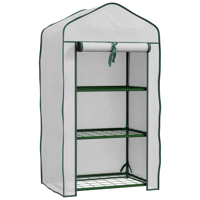 Outsunny Three-Tier Mini Greenhouse - White | Aosom UK