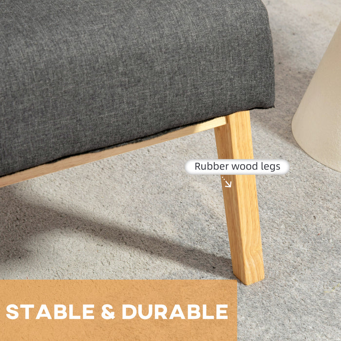 HOMCOM Set of 2 Accent Armchair, Living Room Chair, Wooden Upholstered Single Lounge Chair with Rubber Wood Legs and Padded Seat , Leisure Sofa Chair for Bedroom Office, Dark Grey