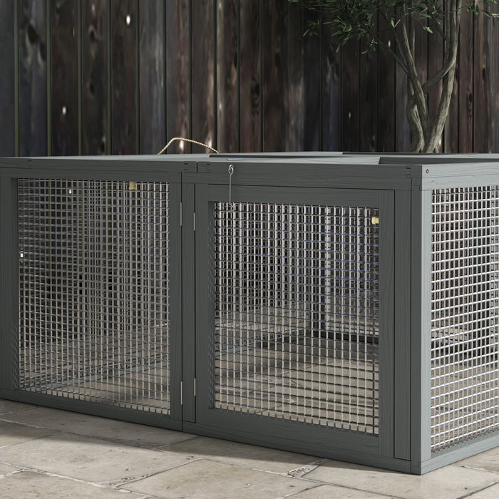 Wooden Grey Rabbit Hutch - Portable Foldable Bunny Cage with Weatherproof Roof - Ideal Outdoor Shelter for Pet Rabbits & Small Animals