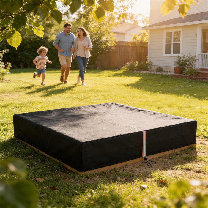 AIYAPLAY Sandbox Cover, Square Sandpit Cover Waterproof Dustproof UV Protection, Sandbox Canopy with Drawstring and Elastic Band