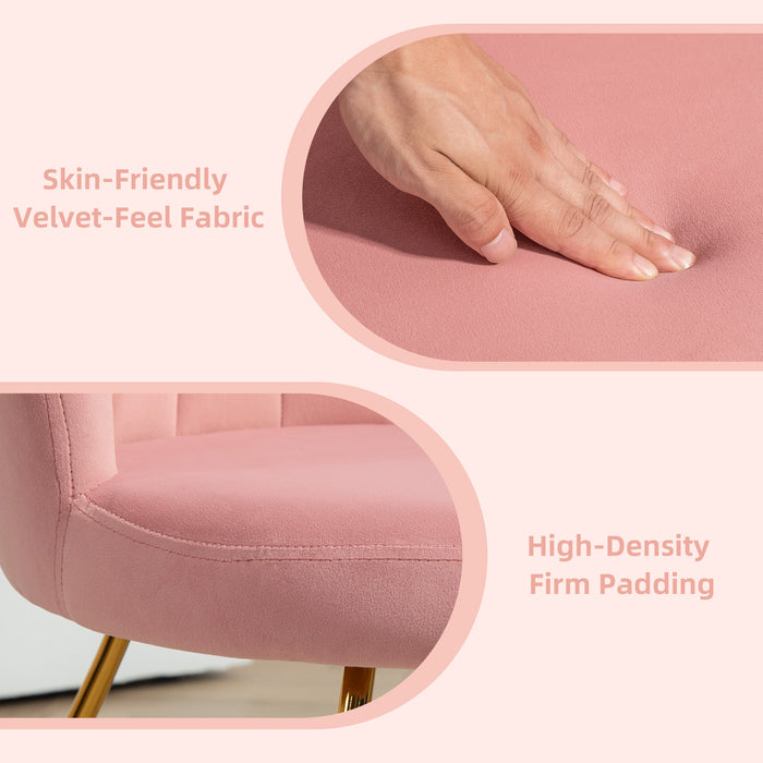HOMCOM Velvet-Feel Lotus Petal Accent Chair - Pink