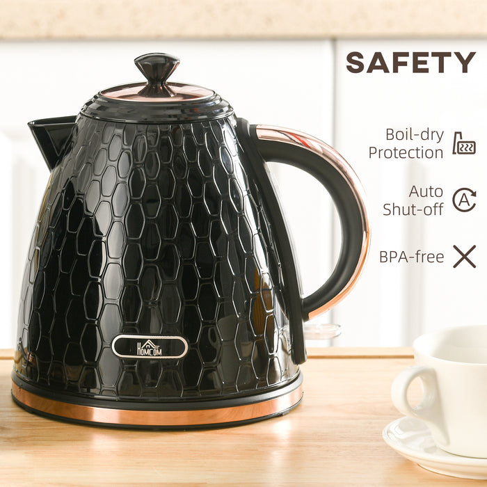 HOMCOM Electric Kettle, 1.7L, Fast Boil, 3kW Water Kettle with Removable Washable Anti-scale Filter, Auto Shut-off, 360° Swivel, BPA Free, Black