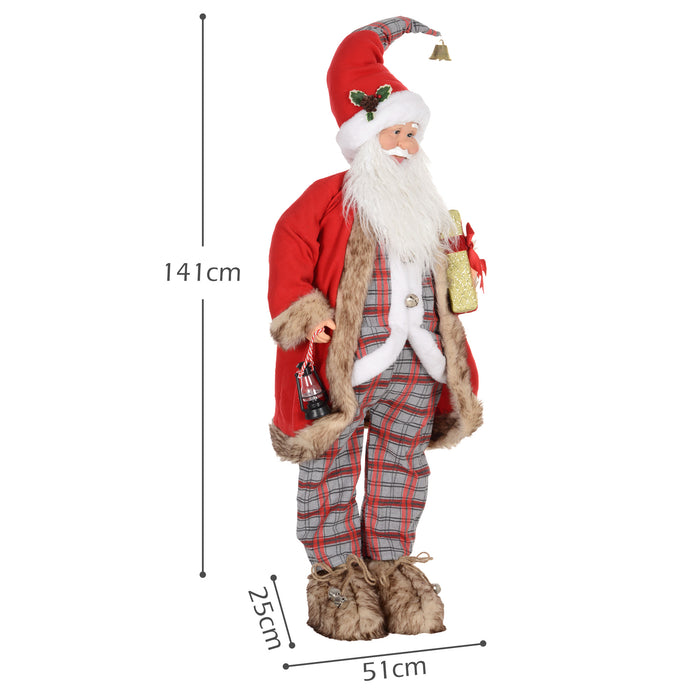 HOMCOM Life Size Animated Santa Claus, 141cm Tall Christmas Decoration with Sound Activated and Festive Music for Party | Aosom UK