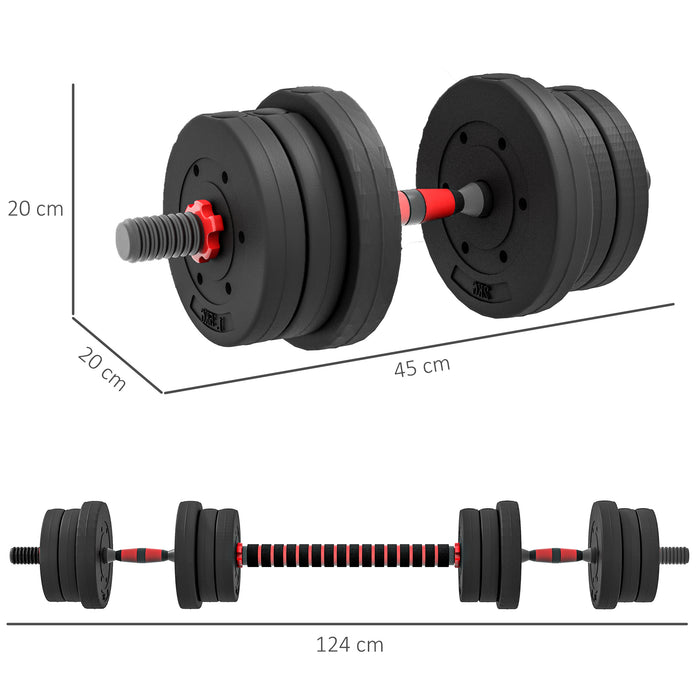 20kg 2-in-1 Adjustable Dumbbells Set - Versatile Hand Weight and Barbell Combo for Fitness and Lifting Training - Ideal for Home, Office, and Gym Workouts