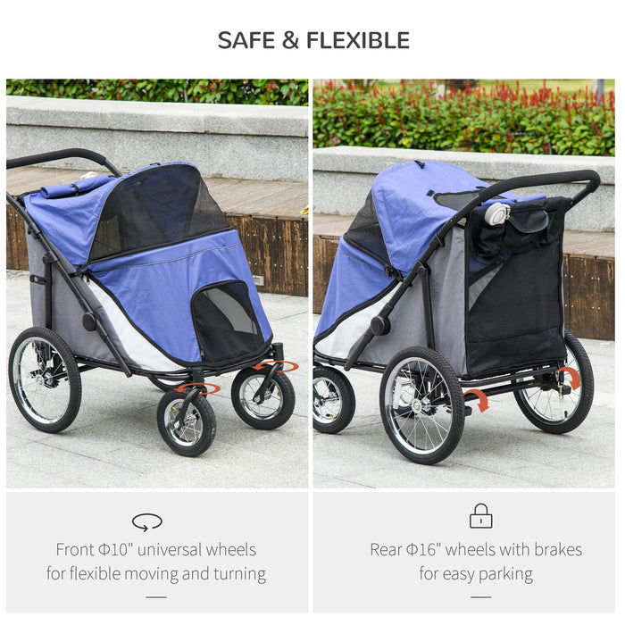 Foldable Canine & Feline Travel Cart - Washable Cushion & Safety Leash, Ample Storage Pockets - Ideal for Medium to Large Pets Convenience